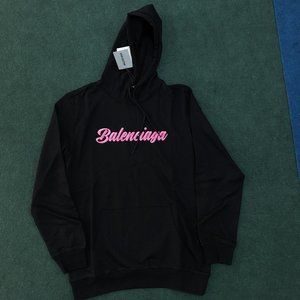 Balenciaga Men Barbie Font Print Black Hoodie XXL